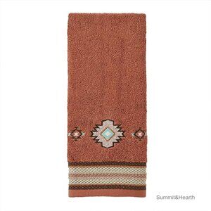 Cotton Hand Towel 15x26 Rust Southwest Sunset Pattern Lightweight